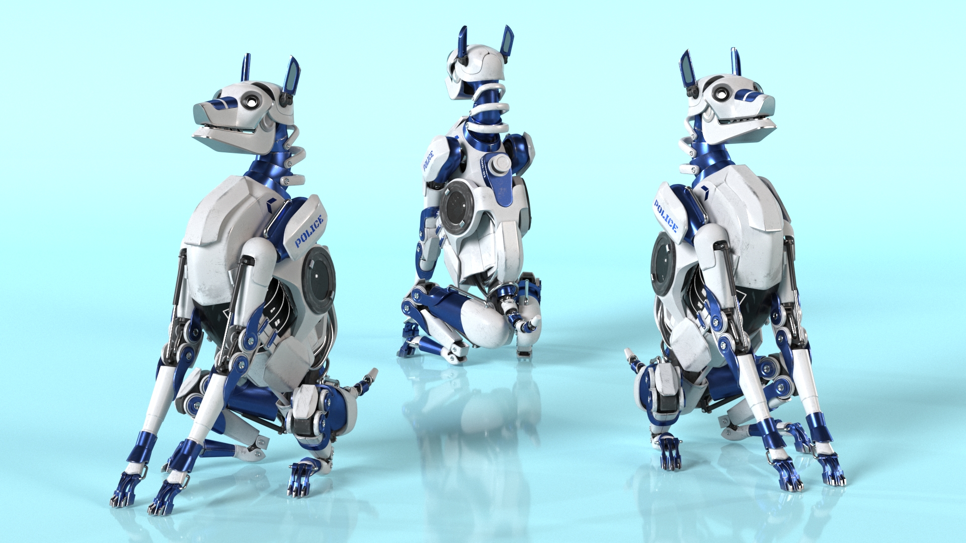 3D model Futuristic Police Robot Dog Sitting Pose