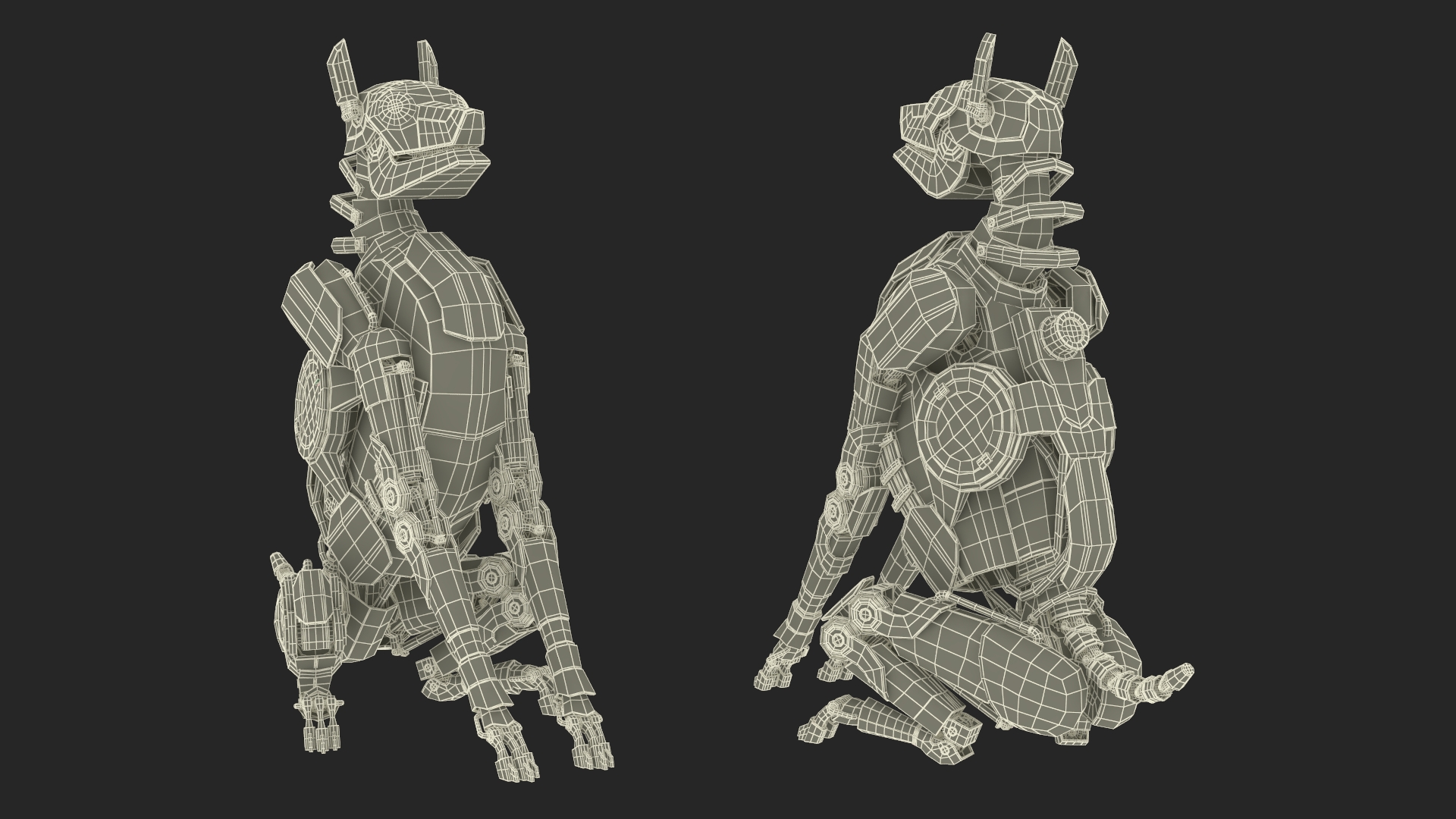 3D model Futuristic Police Robot Dog Sitting Pose