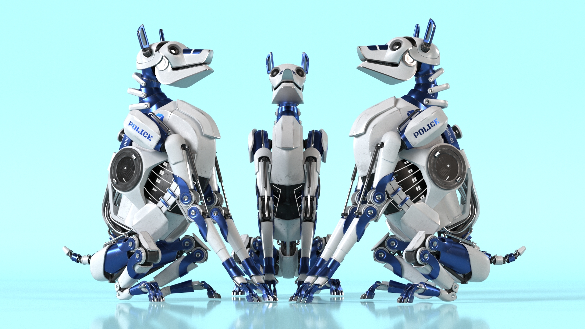 3D model Futuristic Police Robot Dog Sitting Pose