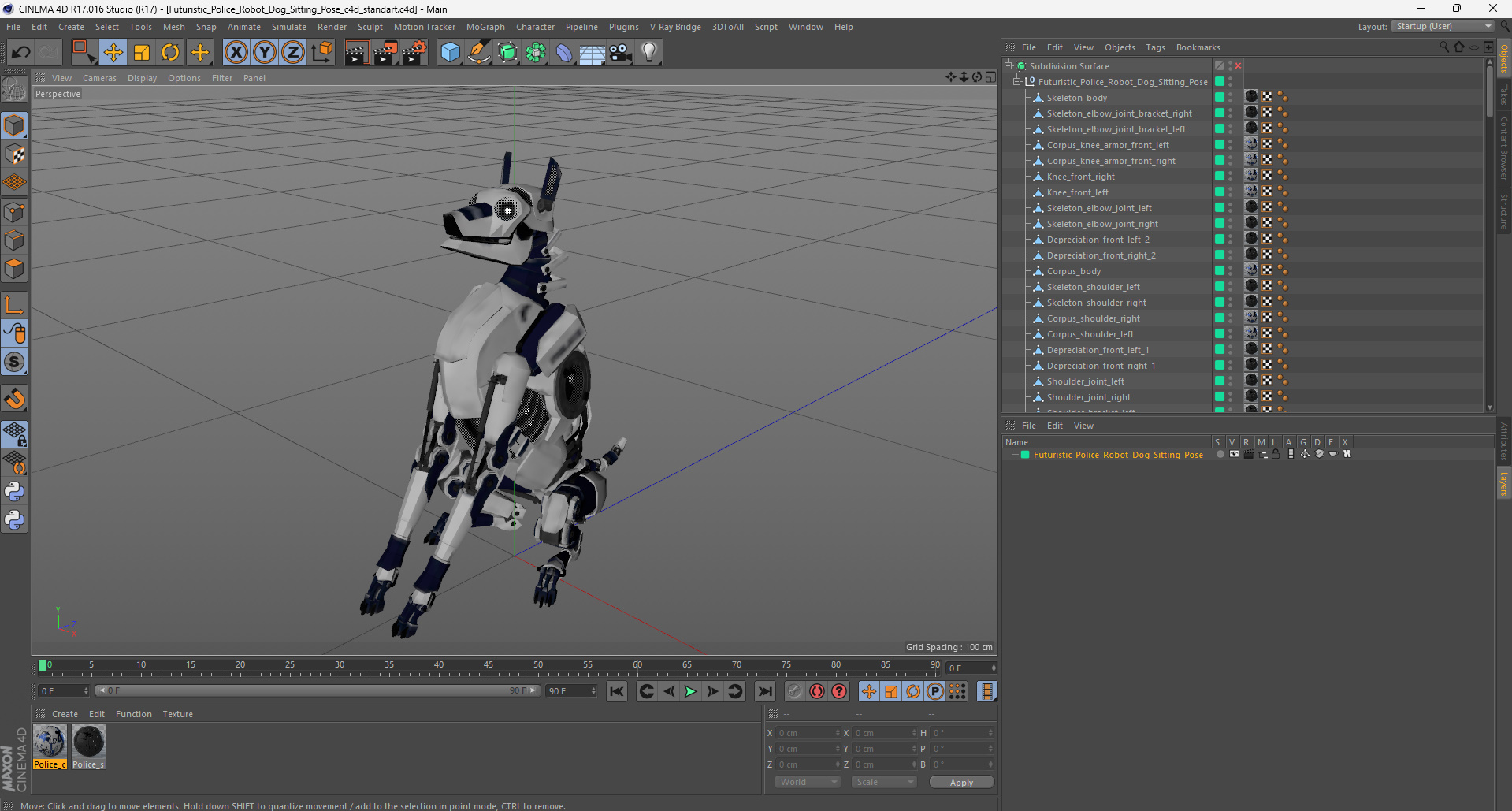 3D model Futuristic Police Robot Dog Sitting Pose