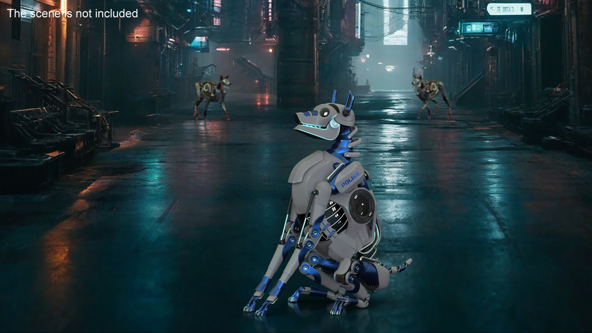 3D model Futuristic Police Robot Dog Sitting Pose