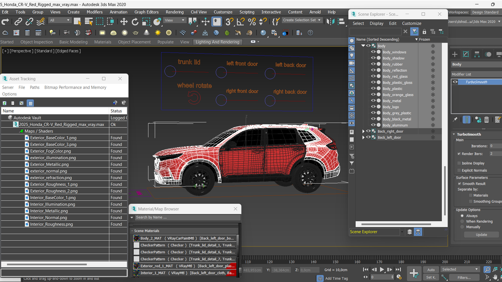 3D model 2025 Honda CR-V Red Rigged for Maya