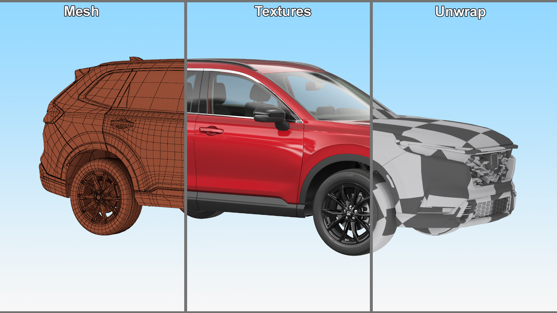 3D model 2025 Honda CR-V Red Rigged for Maya