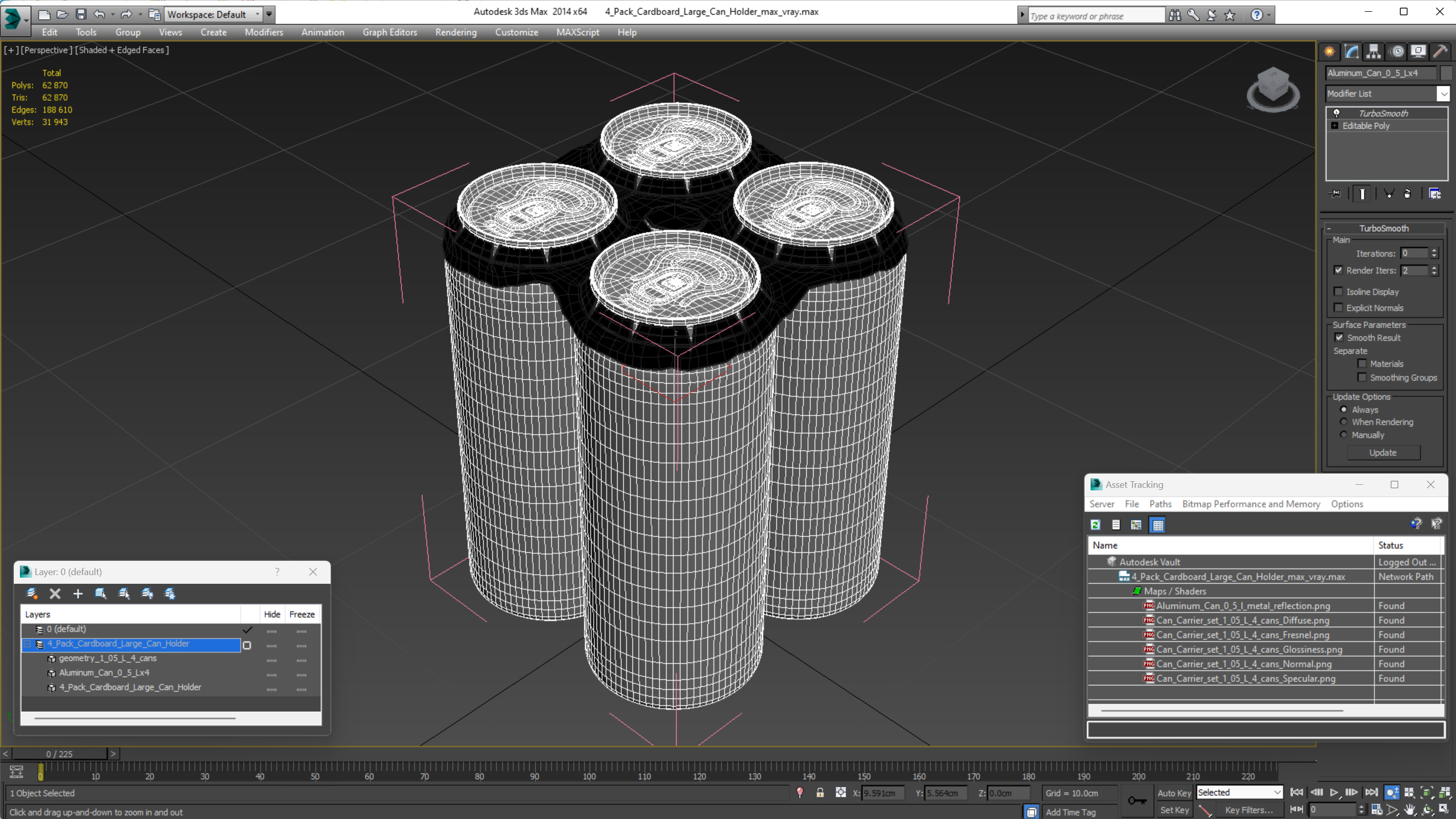 3D 4 Pack Cardboard Large Can Holder model