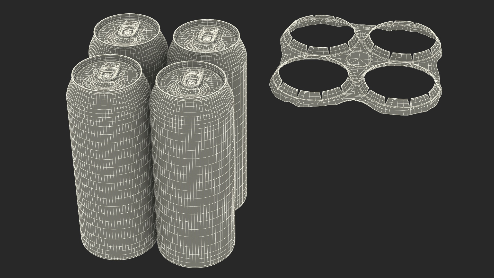 3D 4 Pack Cardboard Large Can Holder model