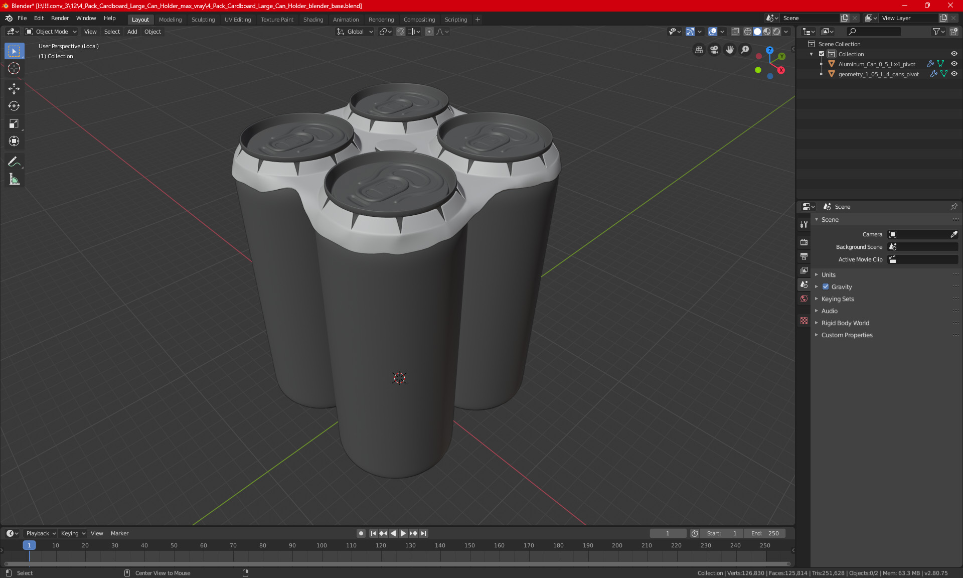 3D 4 Pack Cardboard Large Can Holder model