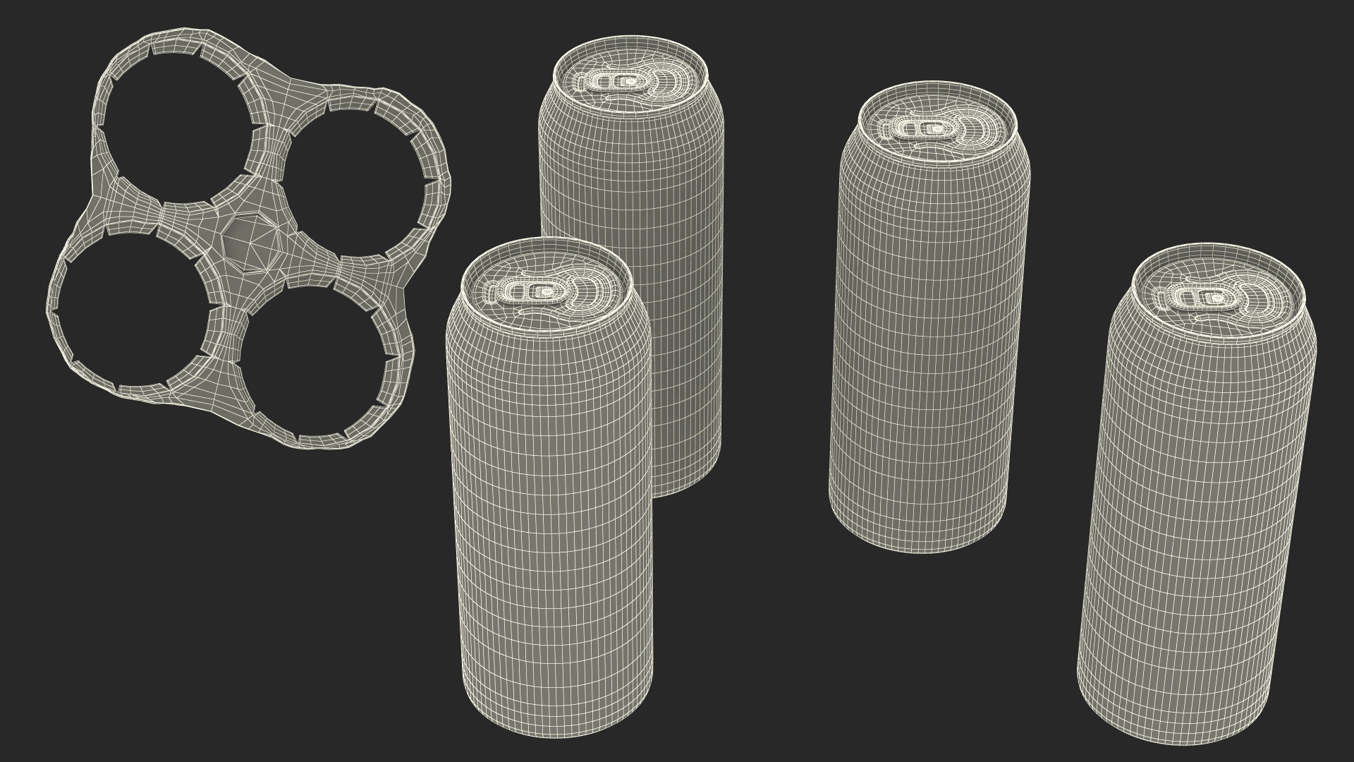 3D 4 Pack Cardboard Large Can Holder model