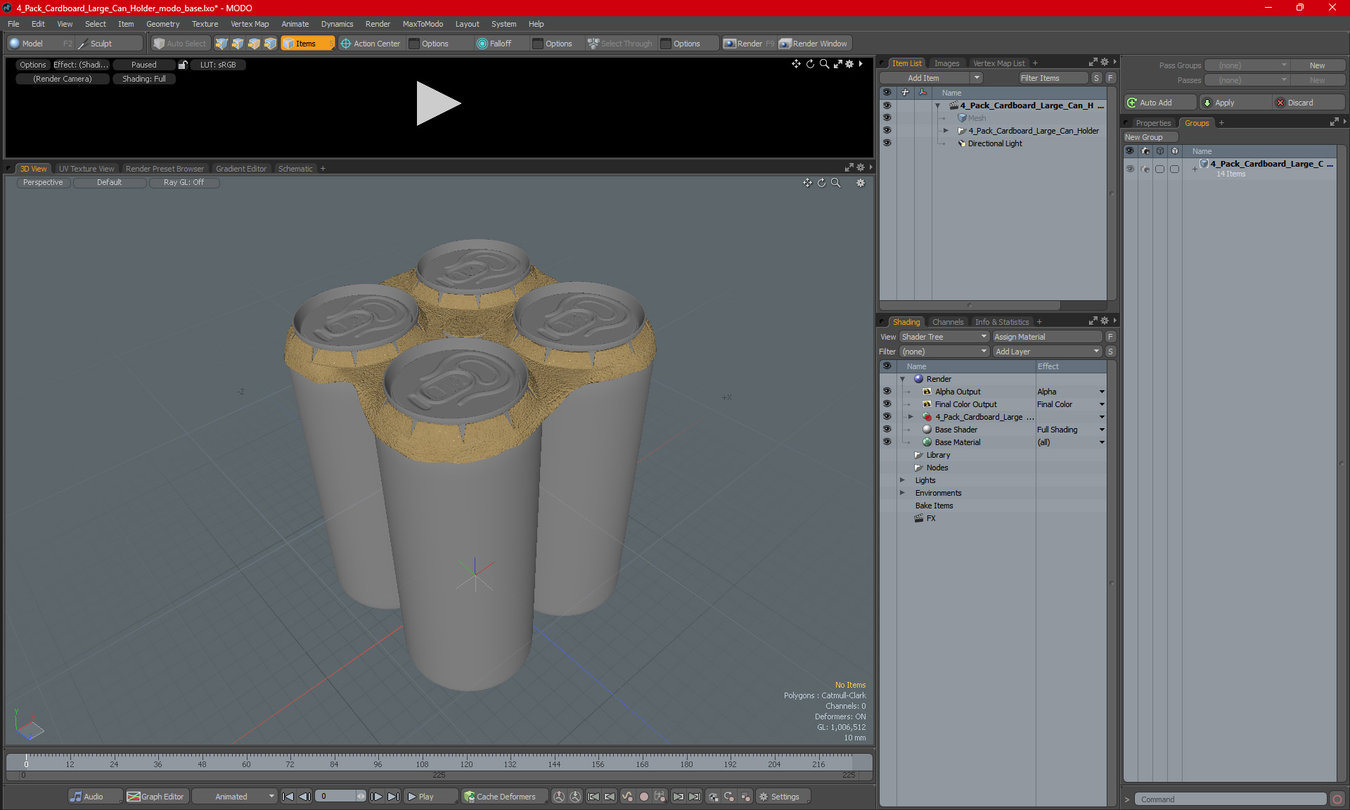 3D 4 Pack Cardboard Large Can Holder model