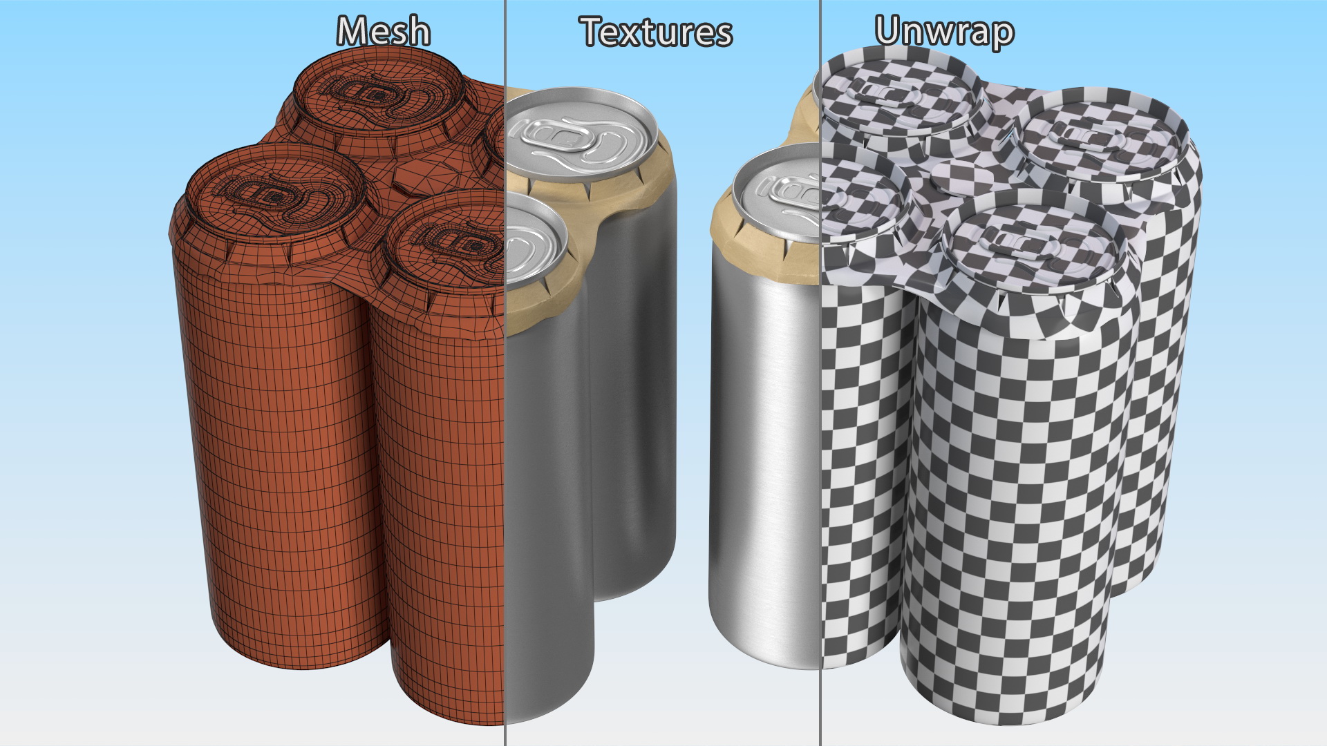 3D 4 Pack Cardboard Large Can Holder model