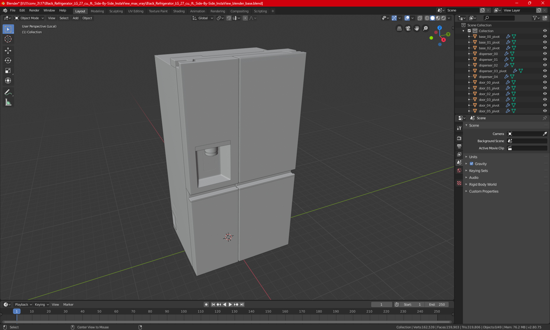 Refrigerator LG 27 Side-By-Side InstaView White 3D