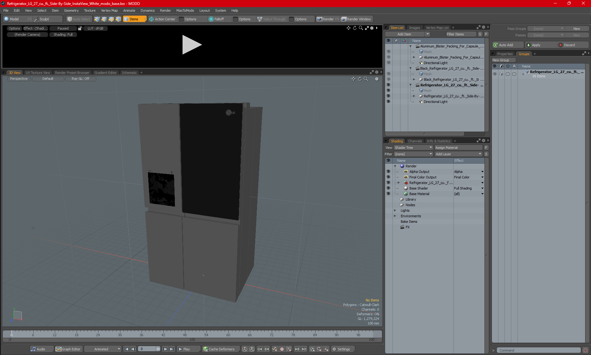 Refrigerator LG 27 Side-By-Side InstaView White 3D