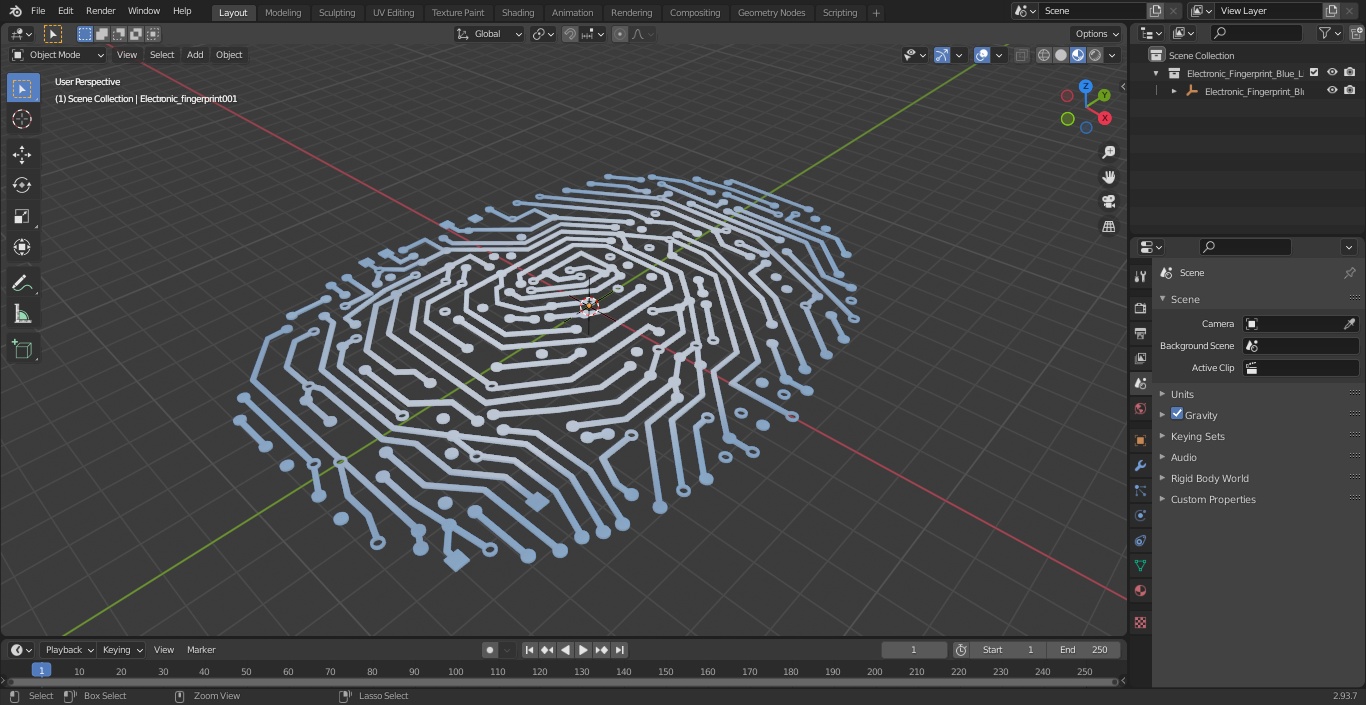 3D Electronic Fingerprint Blue Light model