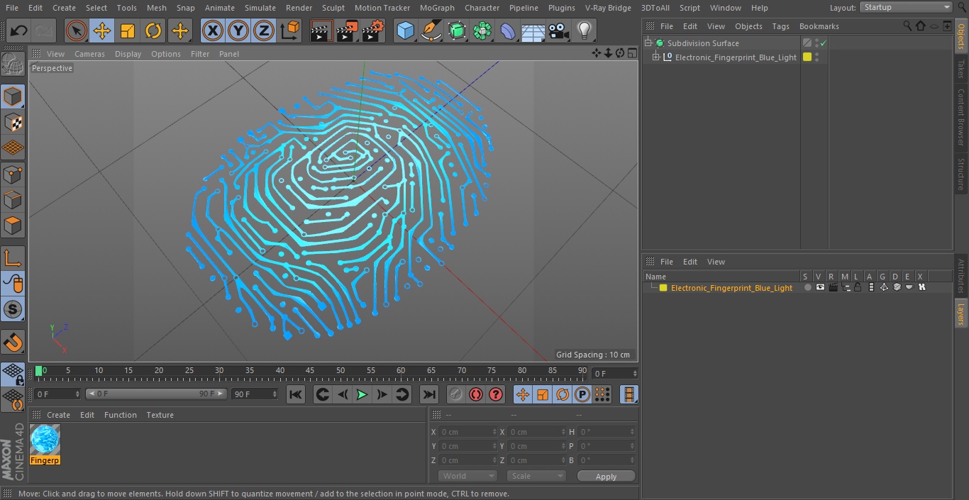 3D Electronic Fingerprint Blue Light model