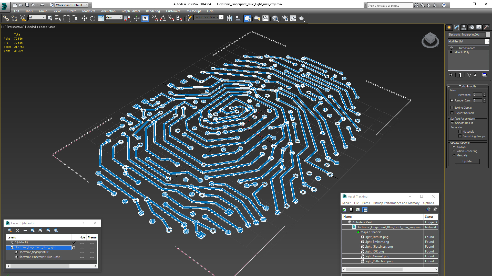 3D Electronic Fingerprint Blue Light model