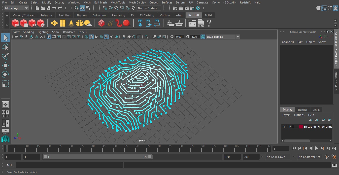 3D Electronic Fingerprint Blue Light model