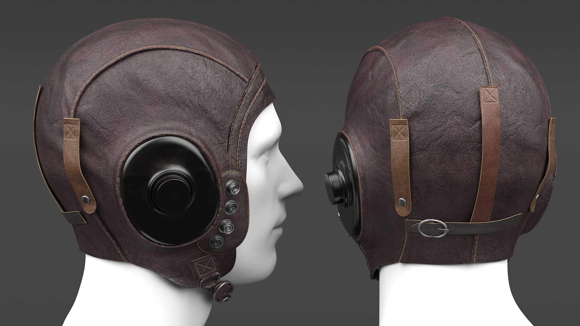 3D Retro Pilot Cap on Mannequin model