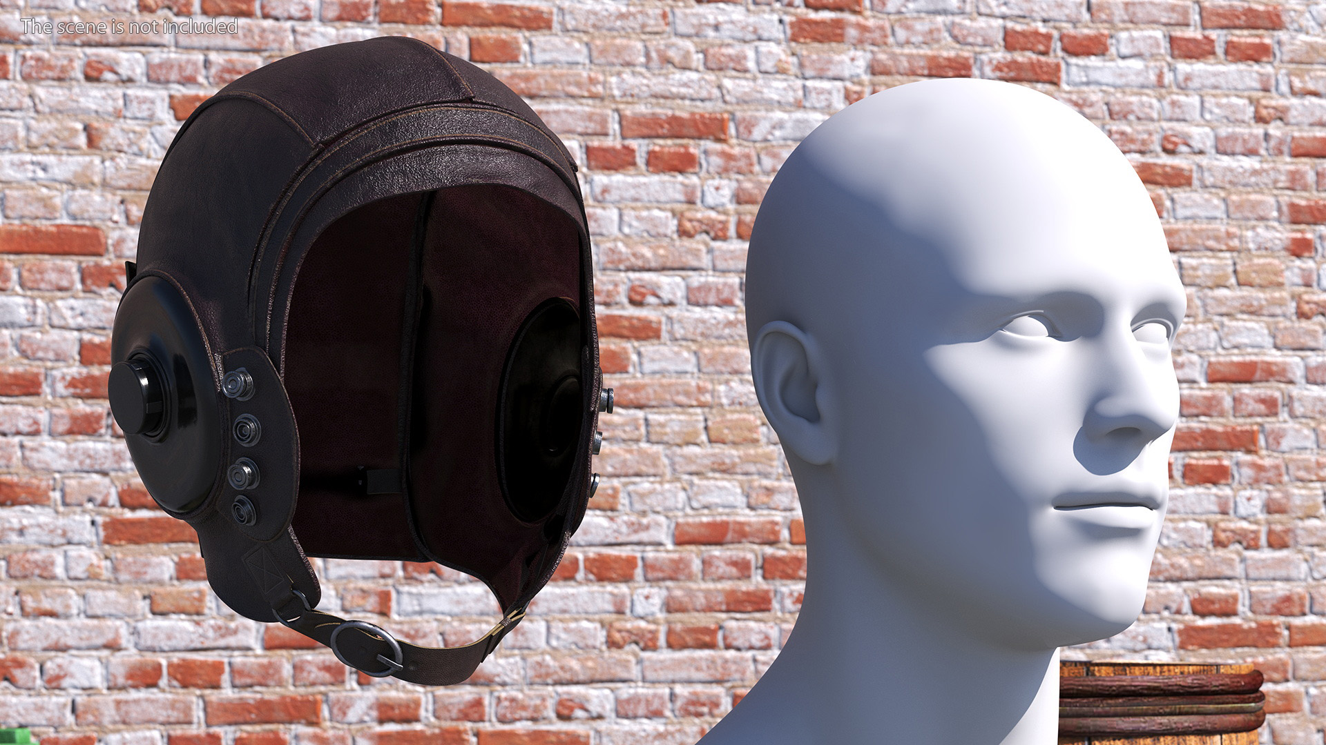 3D Retro Pilot Cap on Mannequin model