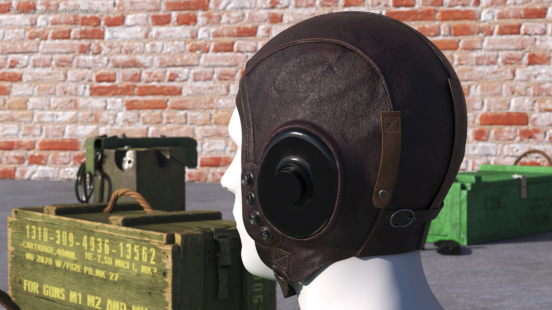 3D Retro Pilot Cap on Mannequin model