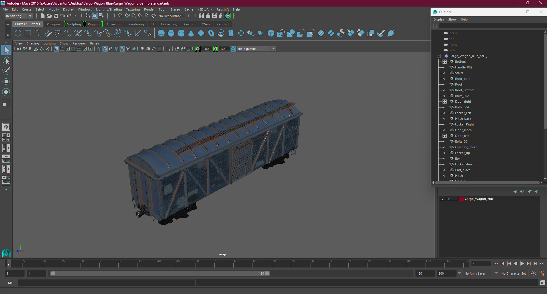 3D Cargo Wagon Blue