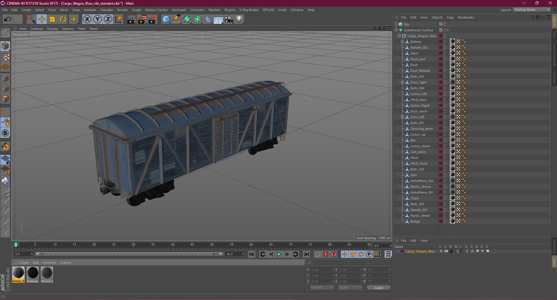 3D Cargo Wagon Blue