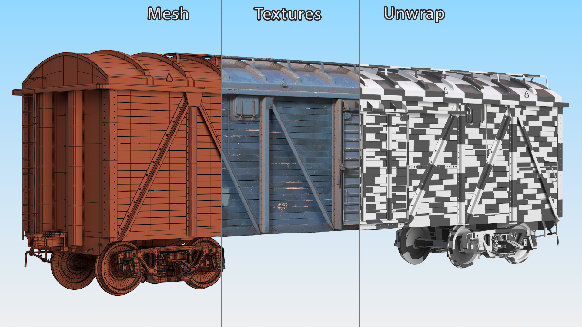 3D Cargo Wagon Blue
