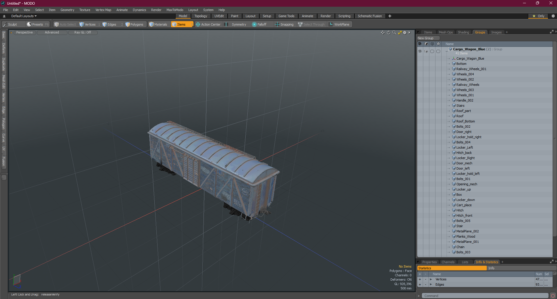 3D Cargo Wagon Blue