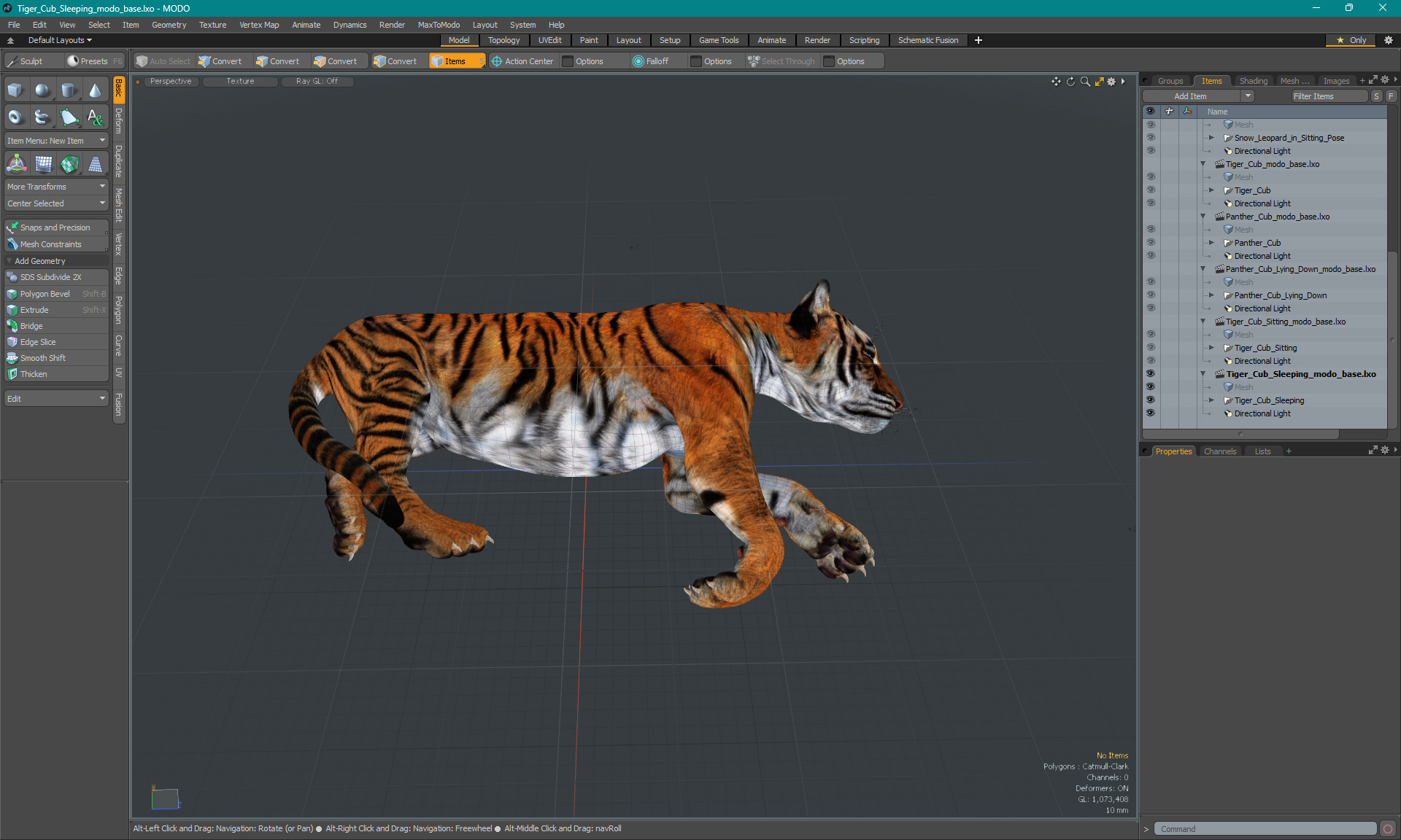 3D Tiger Cub Sleeping model