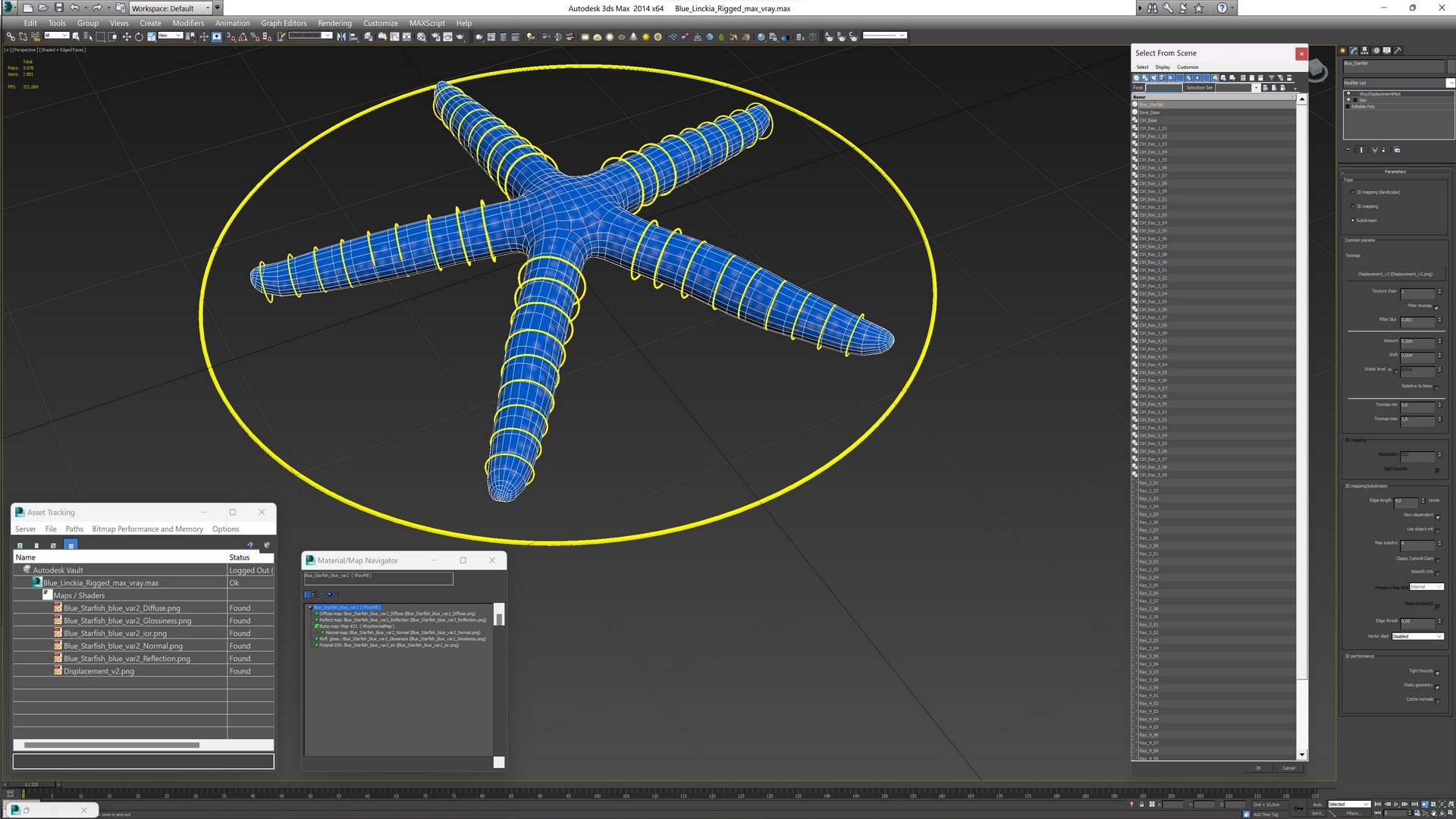 Blue Linckia Rigged 3D model