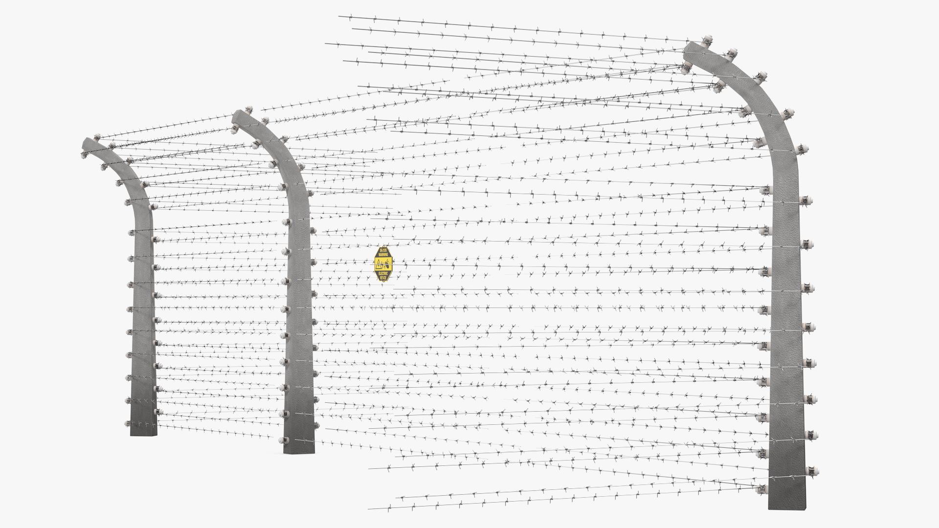 3D model Electric Barbed Wire Fence Sections
