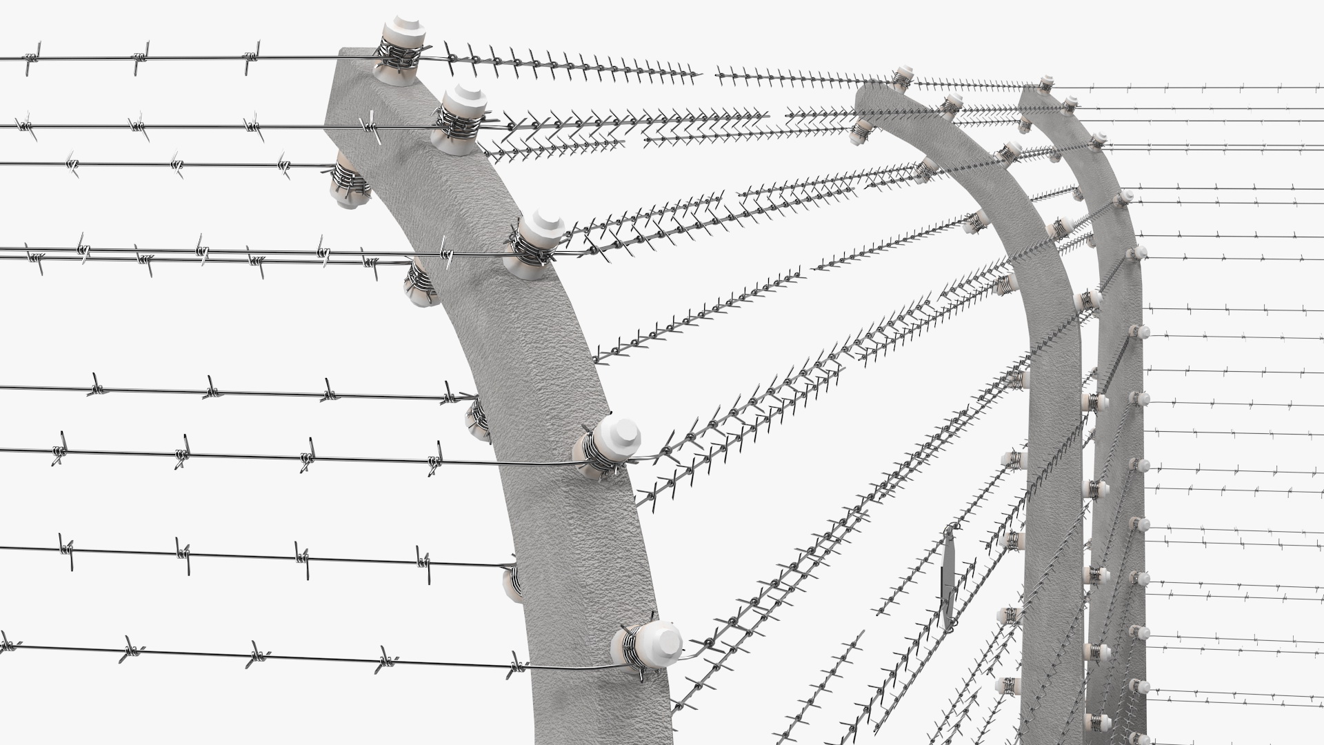 3D model Electric Barbed Wire Fence Sections
