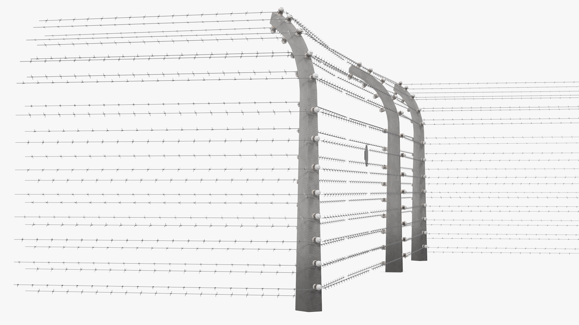 3D model Electric Barbed Wire Fence Sections