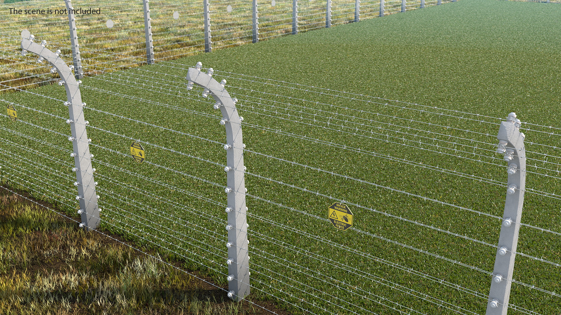 3D model Electric Barbed Wire Fence Sections