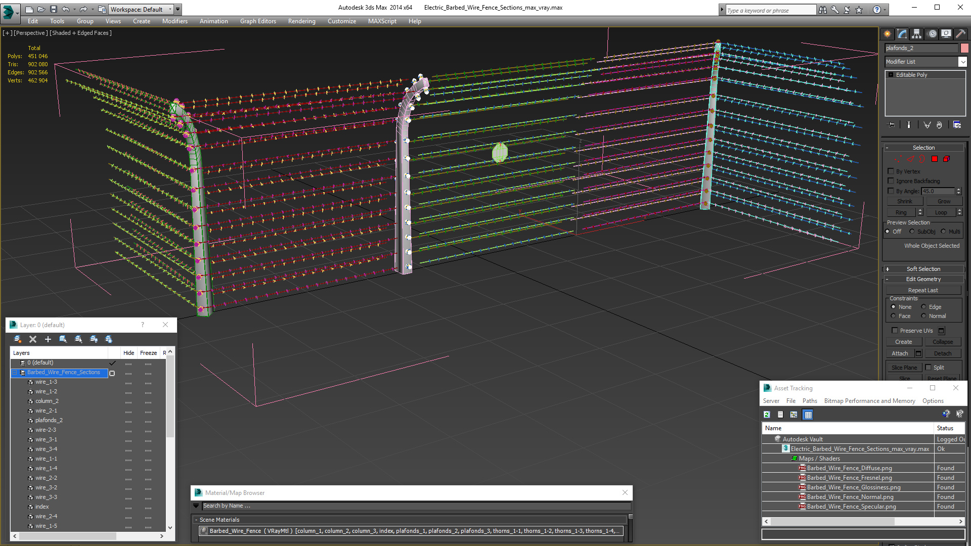 3D model Electric Barbed Wire Fence Sections