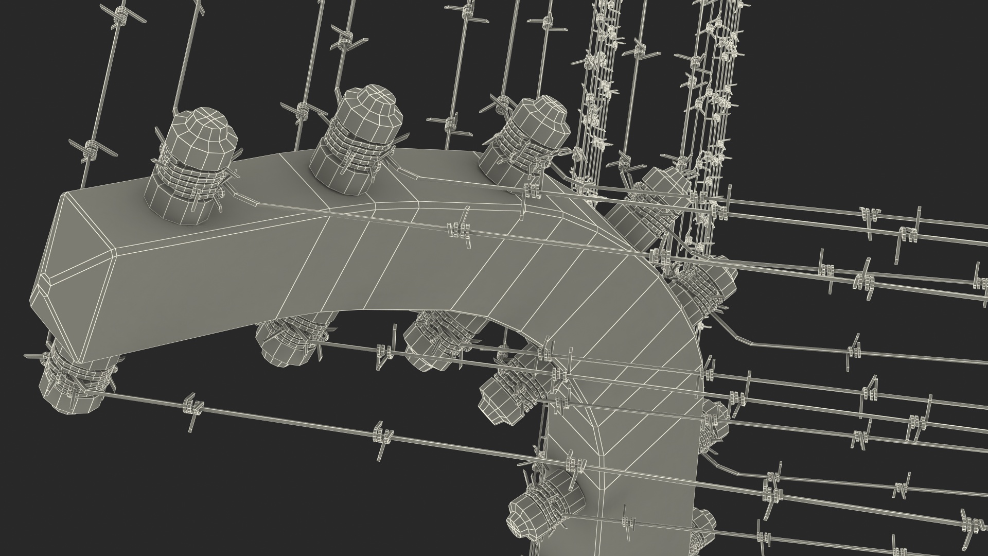 3D model Electric Barbed Wire Fence Sections
