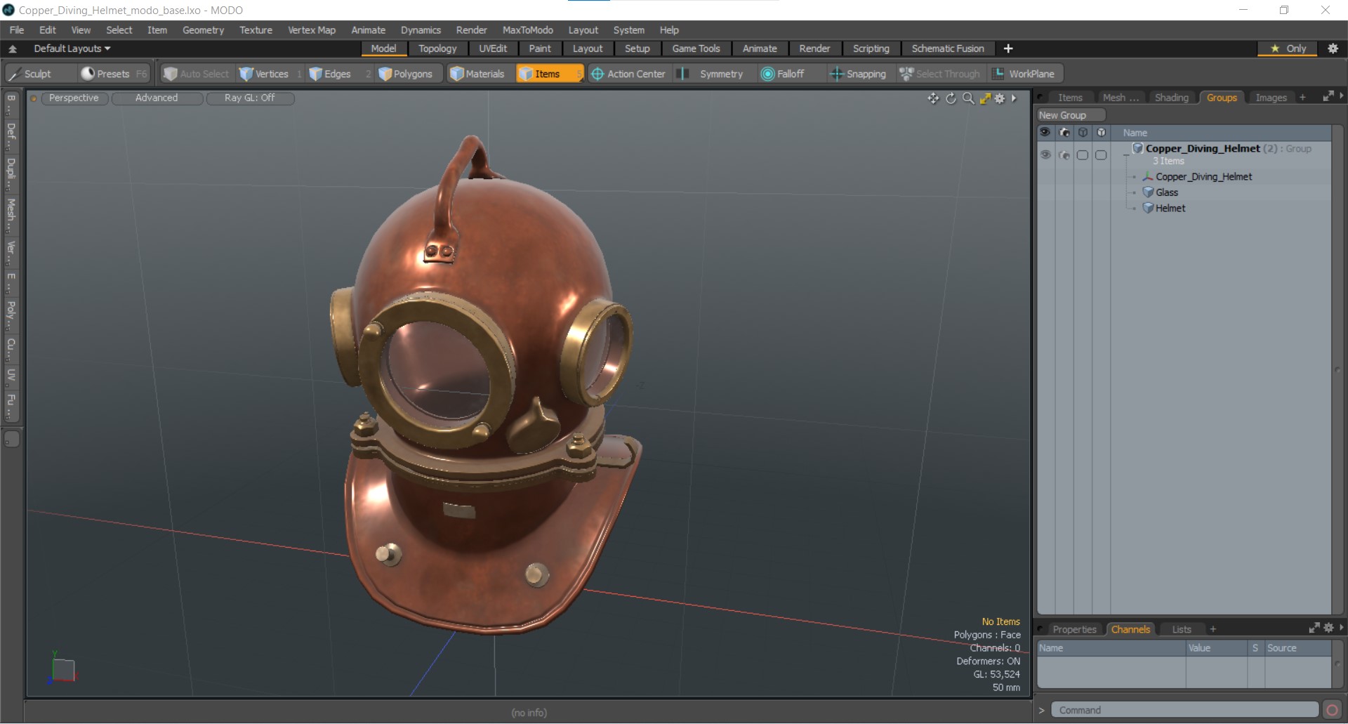 3D model Copper Diving Helmet