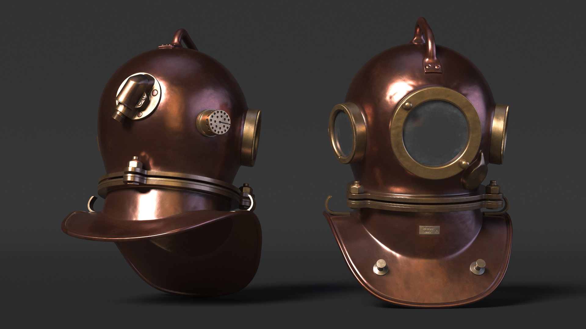 3D model Copper Diving Helmet