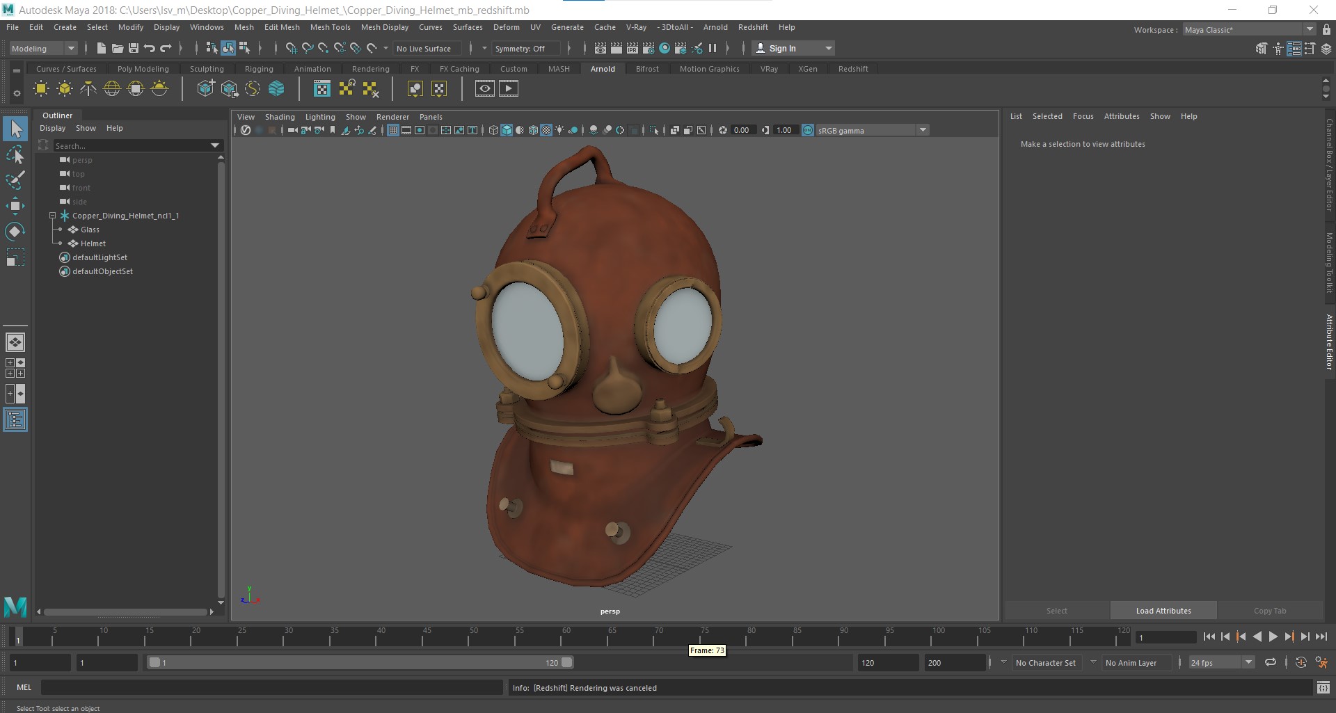3D model Copper Diving Helmet