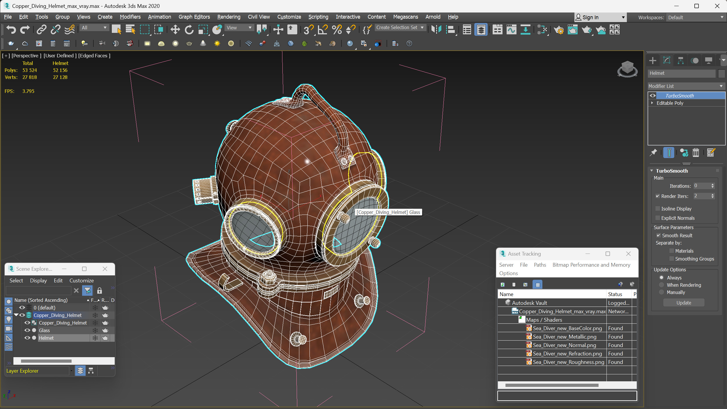 3D model Copper Diving Helmet