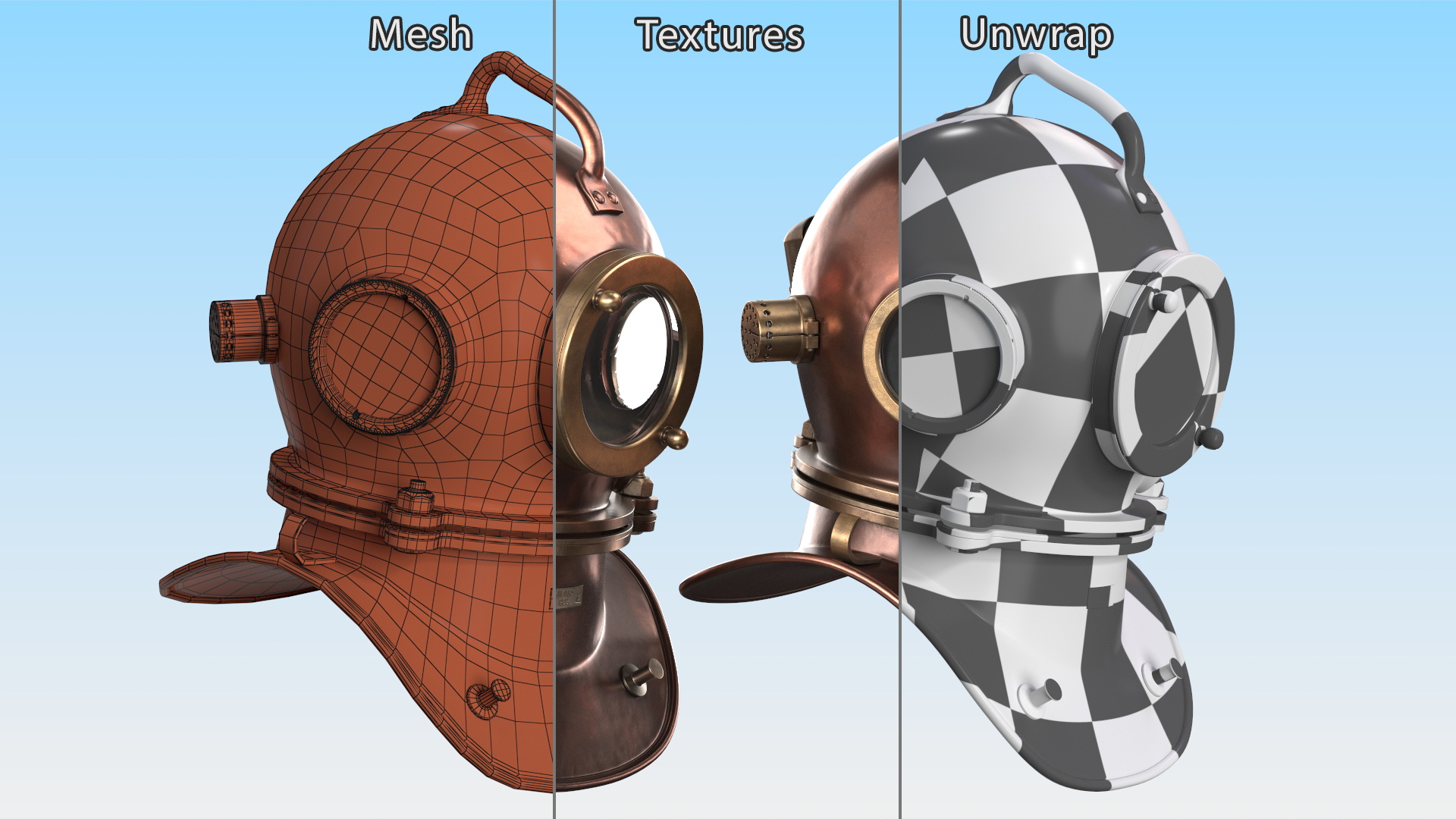 3D model Copper Diving Helmet