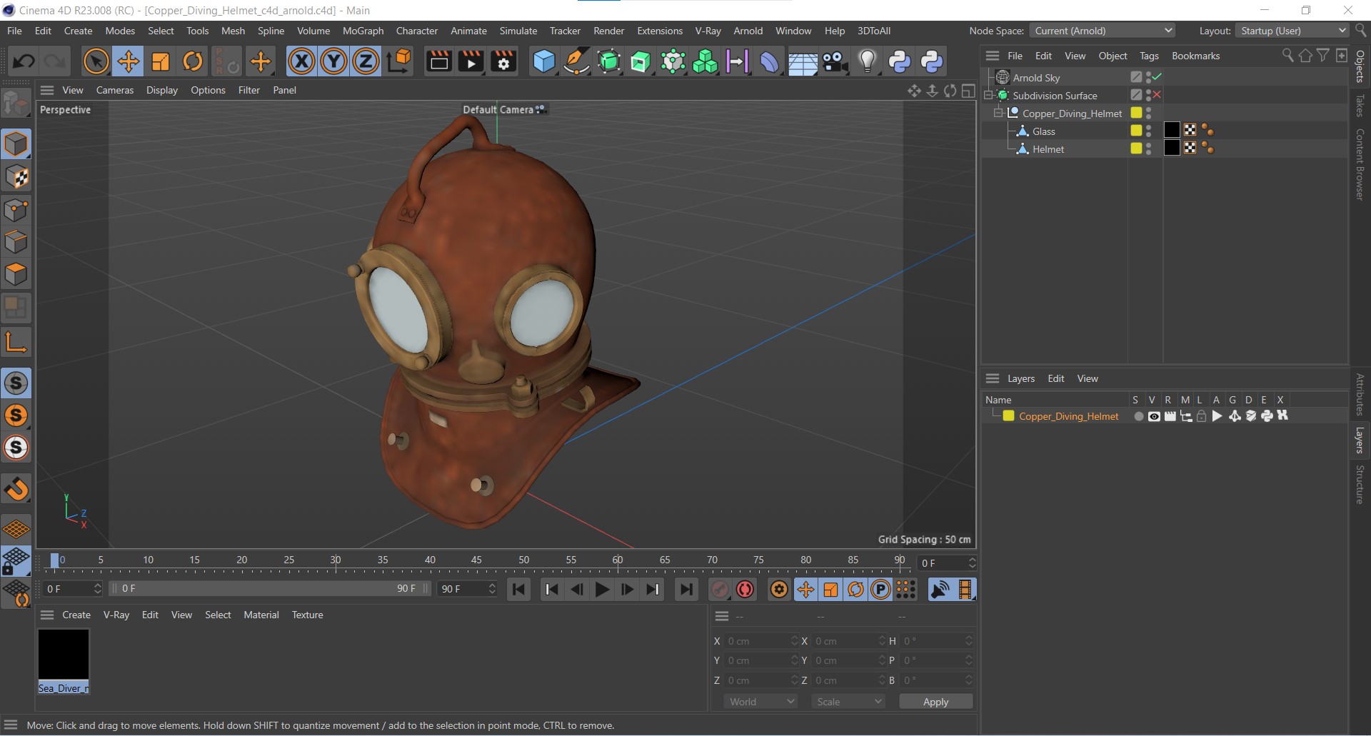 3D model Copper Diving Helmet