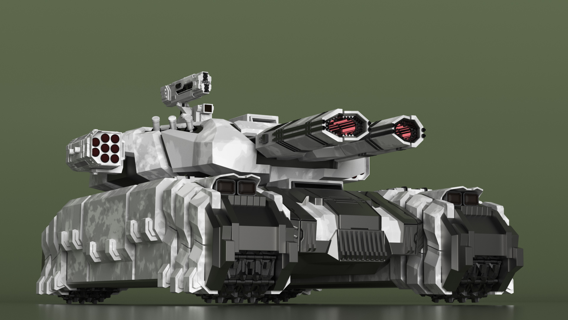 Futuristic Heavy Tank Winter Khaki 3D model