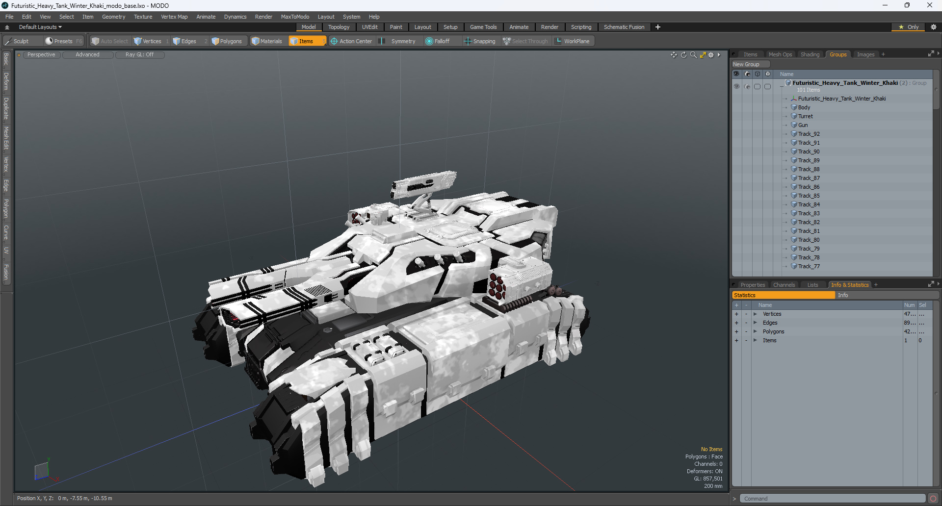 Futuristic Heavy Tank Winter Khaki 3D model