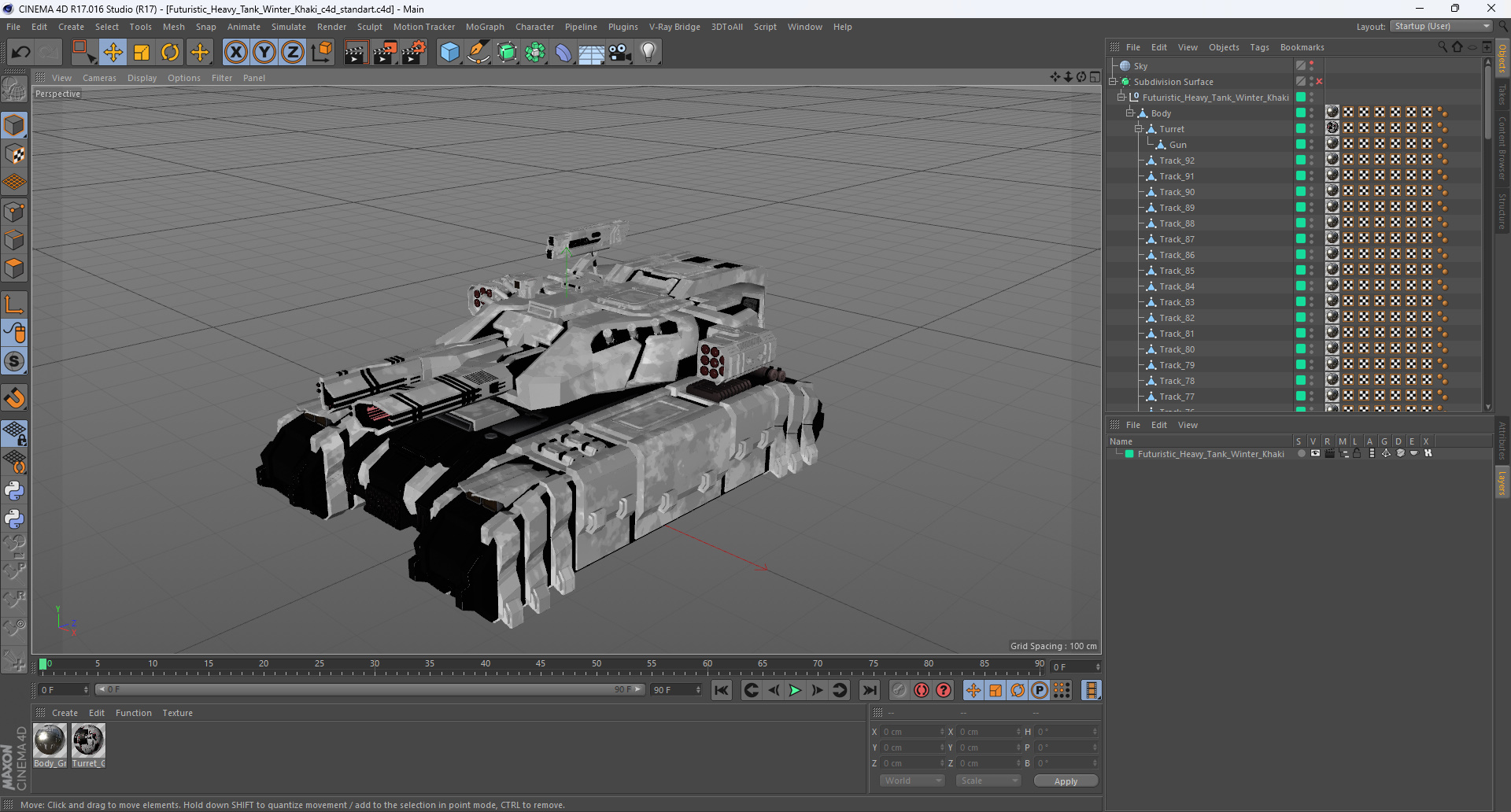 Futuristic Heavy Tank Winter Khaki 3D model