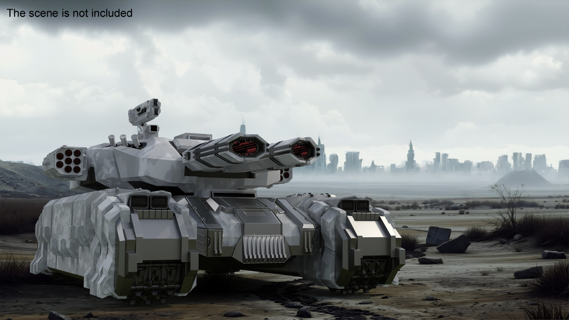 Futuristic Heavy Tank Winter Khaki 3D model