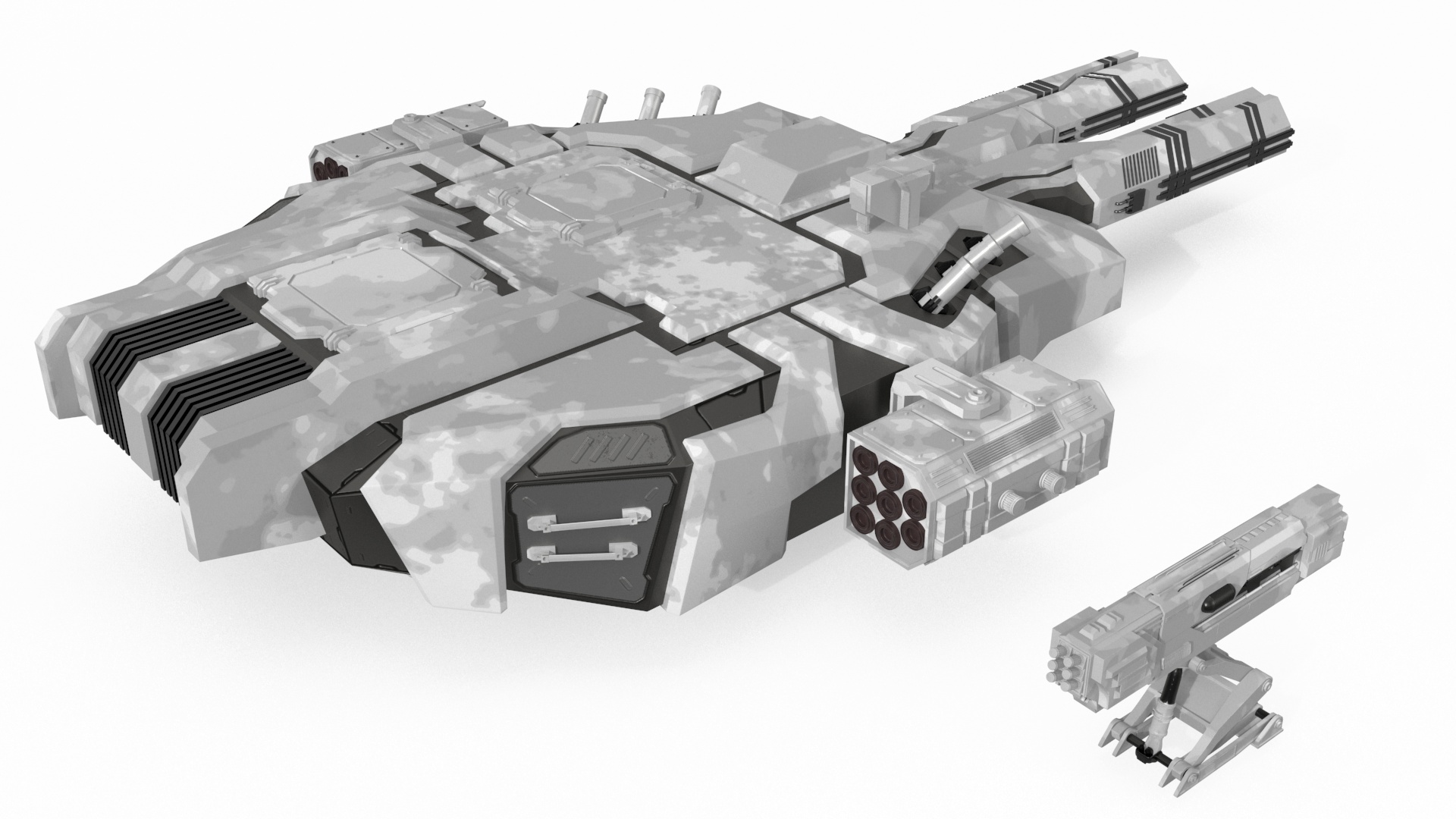 Futuristic Heavy Tank Winter Khaki 3D model