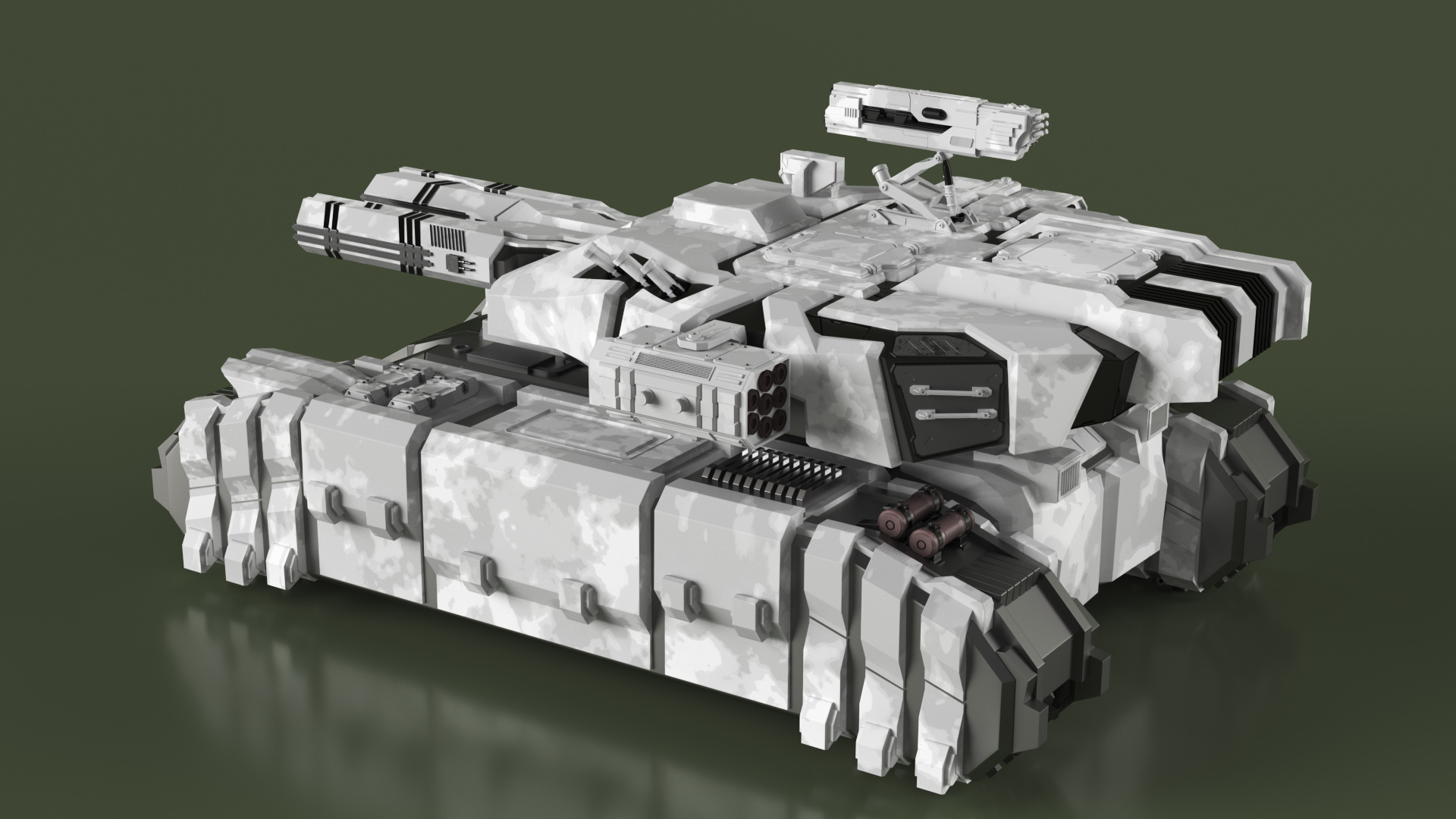 Futuristic Heavy Tank Winter Khaki 3D model