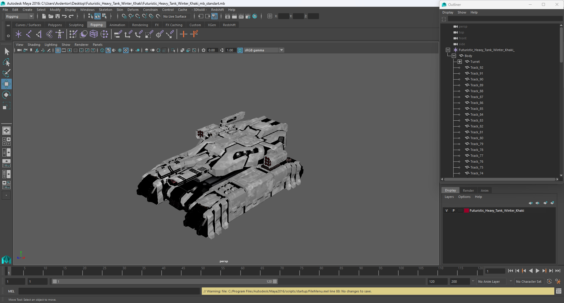 Futuristic Heavy Tank Winter Khaki 3D model