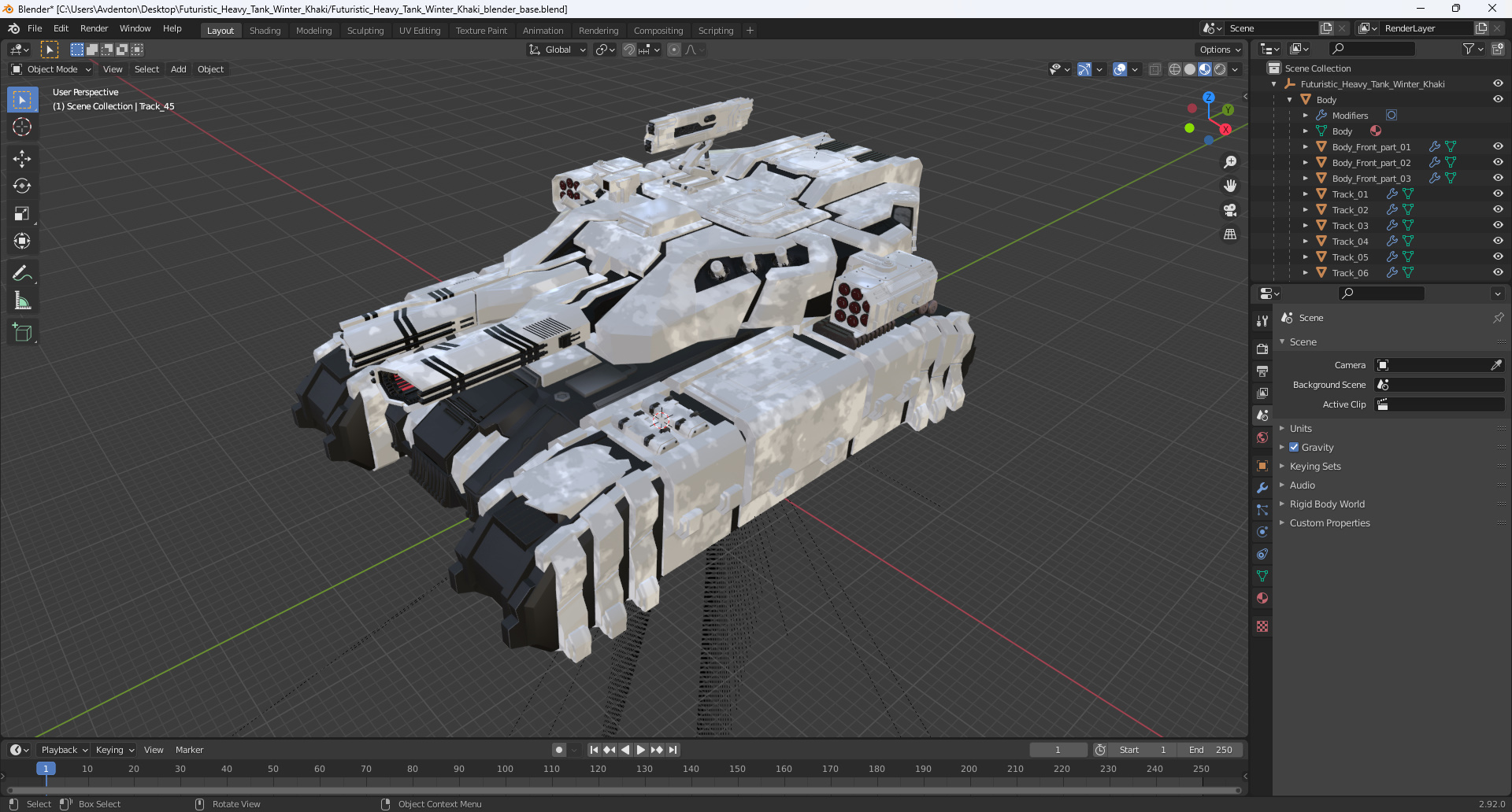 Futuristic Heavy Tank Winter Khaki 3D model