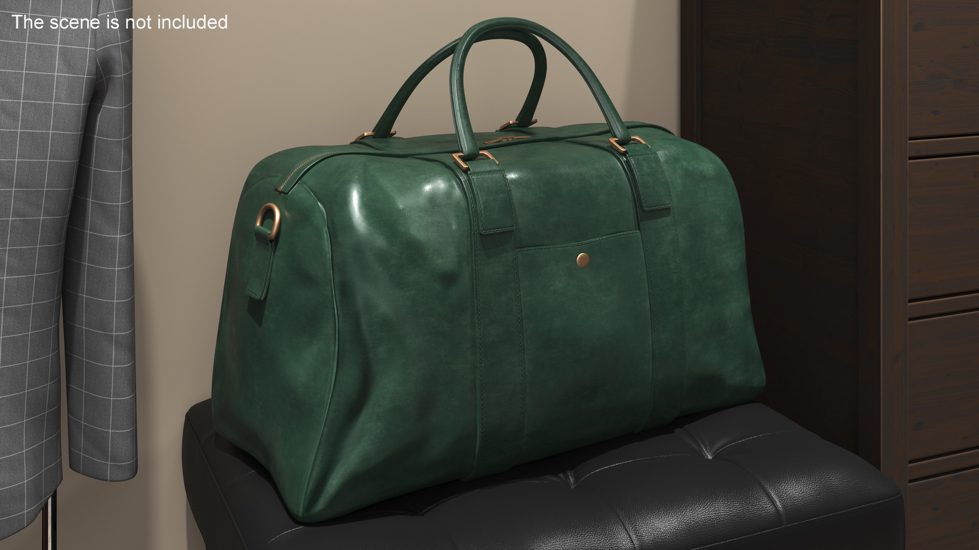 Leather Travel Bag Green 3D model