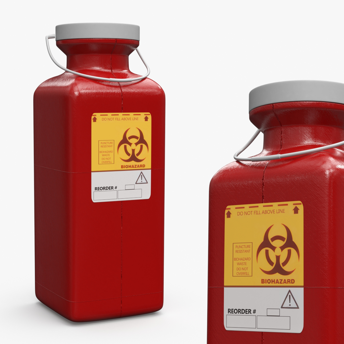 Narrow Neck Sharps Disposal Container With Lid 3D model preview